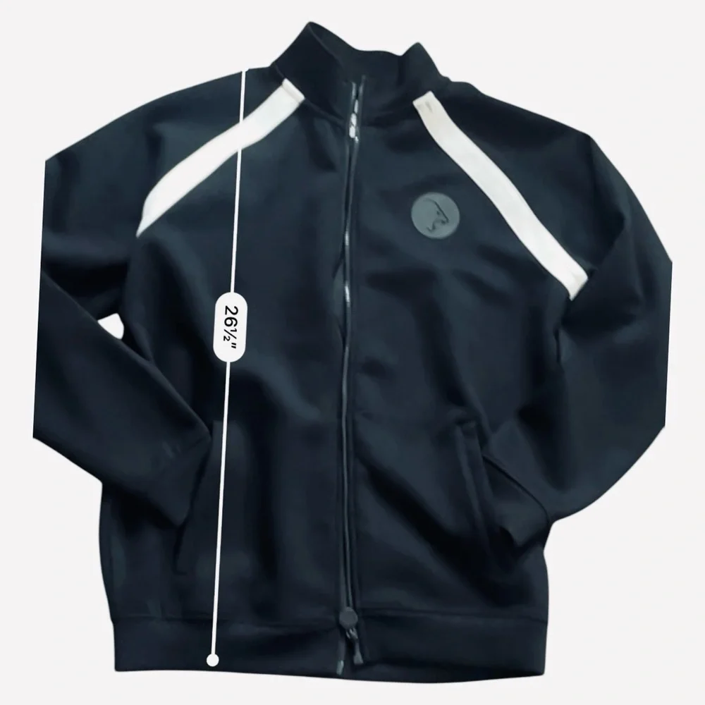 IQ Lion Athletics black sports activewear track jacket zip pockets logo Men M